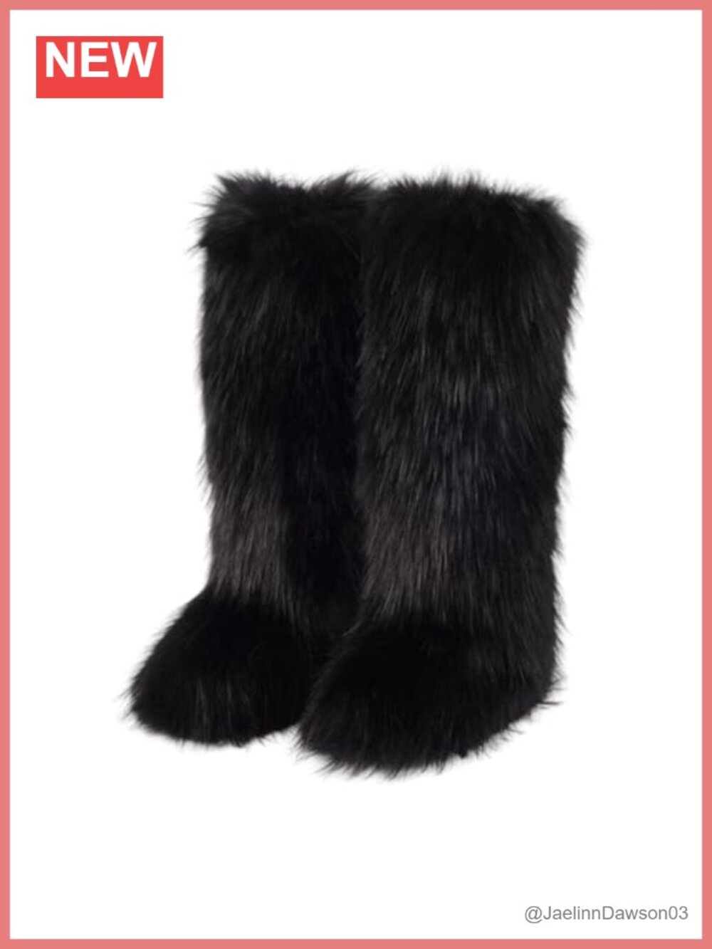 Faux Fur Knee-High Snow Boots Fuzzy Fluffy Winter Warm Pull-On
